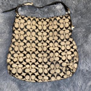 Coach Gray And Black Medium Hobo With Strap Buckle detail Handle F1149-F16538